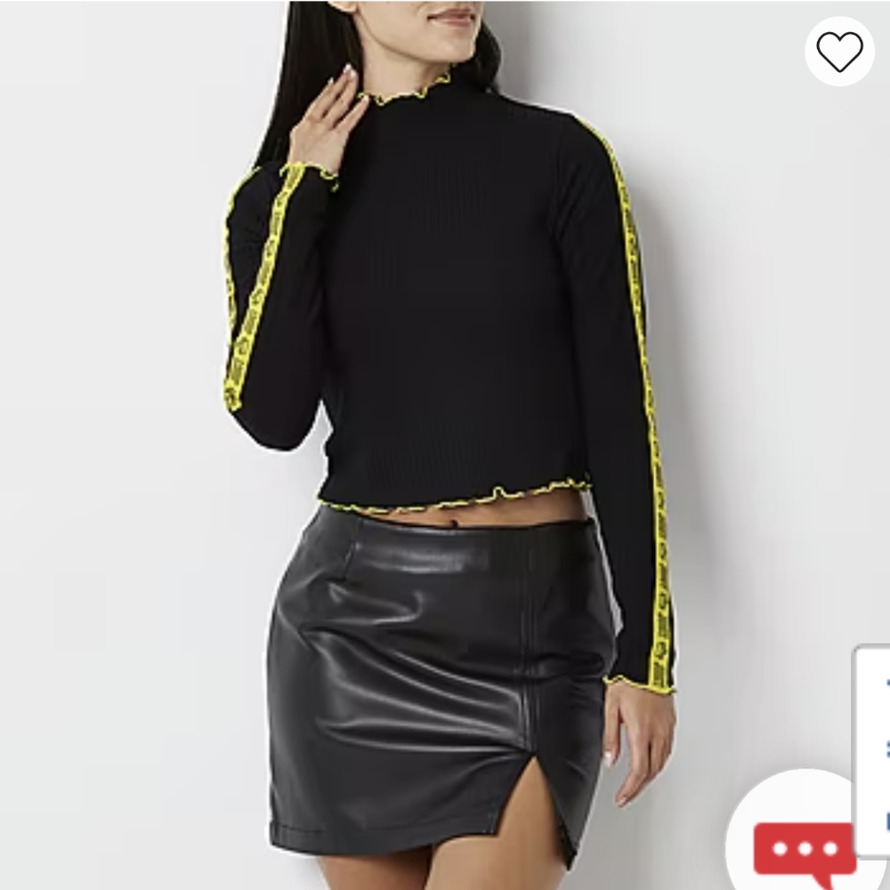 Juicy By Juicy Couture Womens Mock Neck Long Sleeve Crop Top